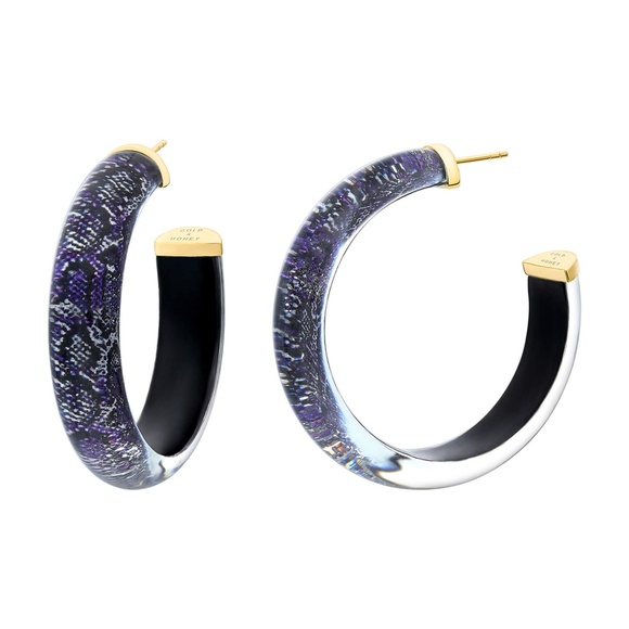 GOLD & HONEY Jewelry - PURPLE SNAKE SKIN HOOPS